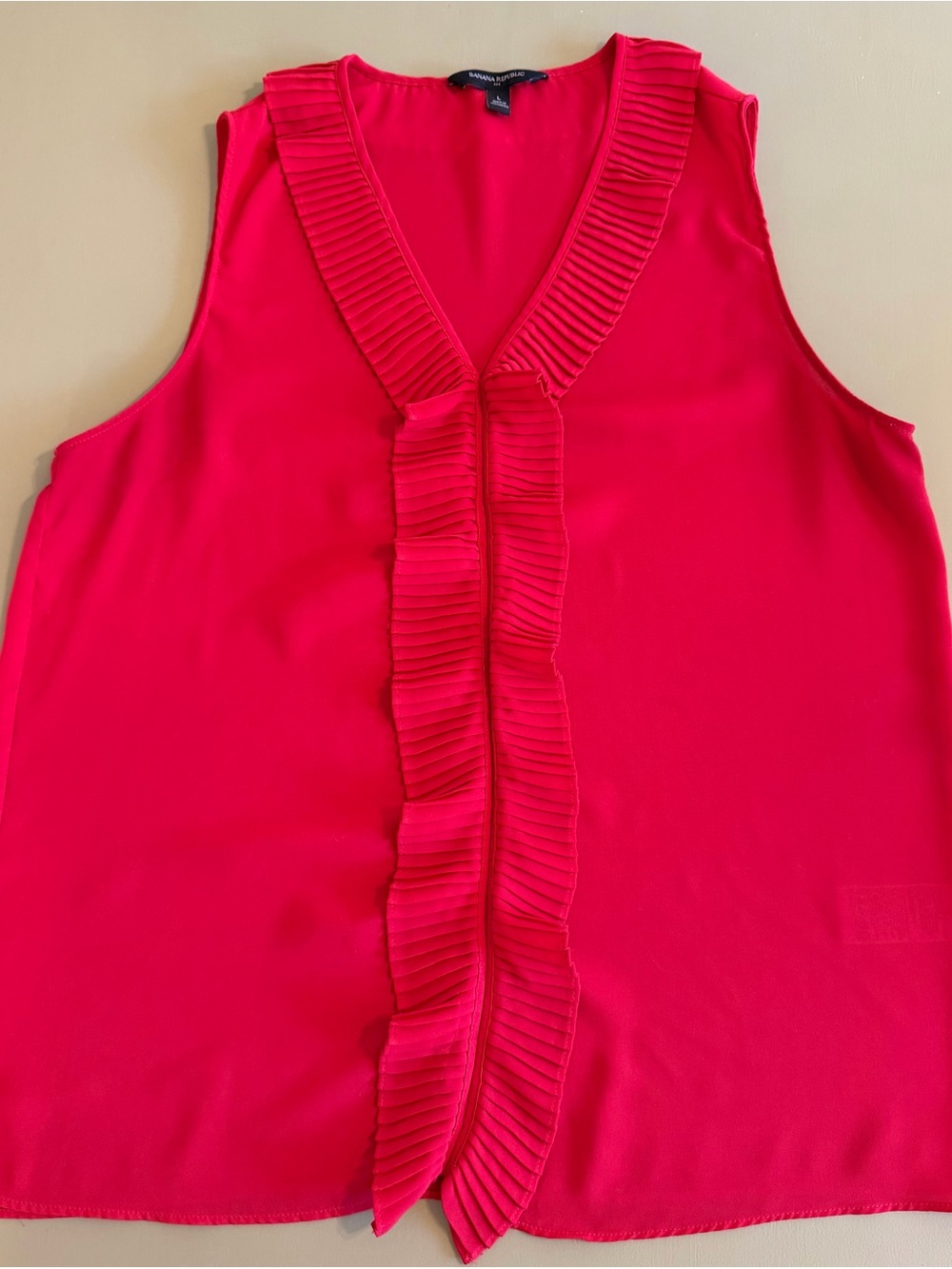 Banana Republic Sleeveless Ruffled V-Neck Shell - Red